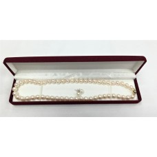 7.5-8mm淡水珍珠白色圓珠45cm項鍊配7mm14K 黃金波扣 (送一對7-7.5mm面包珠925銀耳針和蝴蝶碧耳環)